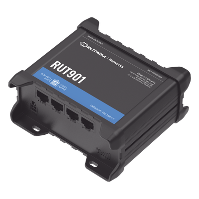 RUT901 - Router Industrial LTE 4G / 150 Mbps Cat 4 / 4 Puertos Ethernet / WiFi 2.4 GHz / Doble SIM / Montaje DIN / -40°F a 167°F