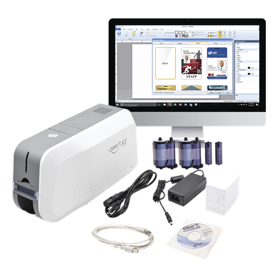 651399K - Kit de Impresora tarjetas PVC/ Puede Crecer a Laminador/ Doble Cara / Incluye: 2 x Ribbon a Color, 100 tarjetas PVC, Software, 1 Kit de Limpieza