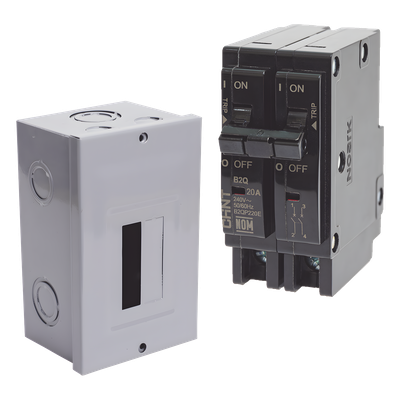 KITC2Q230S - Kit Centro de Carga para sobreponer con 1 Interruptor Térmico de 2 Polos, 30Amp 120/240Vca 10kA.