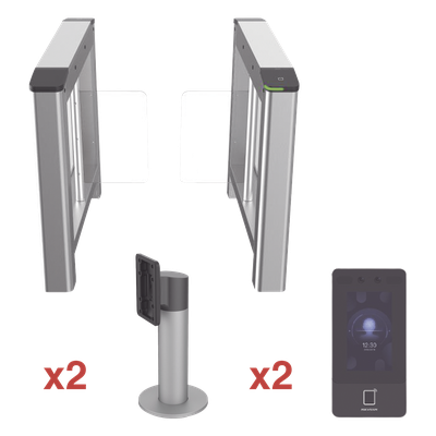 DS-K3B220-KIT - Kit de Torniquete con Terminales Faciales / Montajes Incluidos / Izquierdo y Derecho / Carril 90 cm (2.95 ft) / 3,000,000 MCBF / 4 Pares de IR