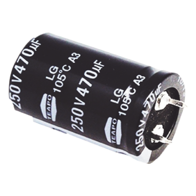 CE470/250V - Capacitor Electrolítico de Aluminio / 470 µF / 250 VDC / 105 °C / 25 x 40 mm / Radial