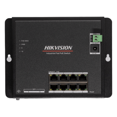 DS-3T1510P-SI-FLT - Switch Industrial PoE / 8 Gigabit / 2 SFP / Alcance 300 m (984.3 ft) / 240 W / -40~75°C