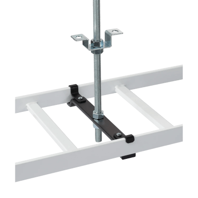 LCSK12 - Kit de Soporte Central para escalerilla con Ajuste 12.00 pulgadas de Acero Color Negro / Incluye Varilla Roscada y Brackets / Para instalacion a Techo
