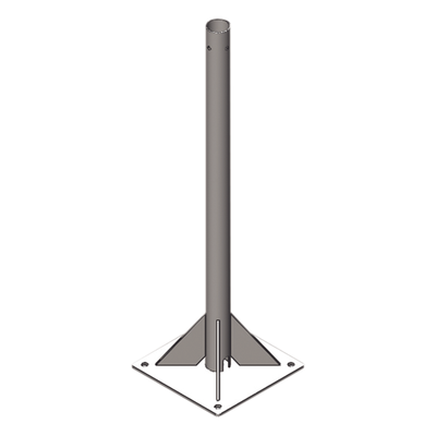 SB-MPR-3M - Mástil de Soporte / 3 m (9.8 ft) de Altura / Tubo 2" Cédula 30 / Acero A36 / Galvanizado por Inmersión en Caliente / Placa Base 30x30 cm / Opresor Integrado para Pararrayos