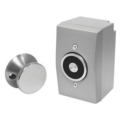 DH-151SQ - Retenedor de Puerta Electromagnético / Montaje Superficial / 33 lbs / 3 Voltajes / Sin Magnetismo Residual / Interior