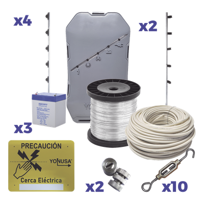 SYSNG-HS-25M-KIT - Kit Energizador Perimetral / 25 m (82 ft) de Protección / 12,000 V / Consumo 1.2 kW/mes / SMT / Antioxidante y Anti-UV
