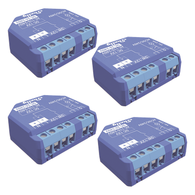 SHELLYPLUS1K4 - Kit de relevadores inalámbricos inteligentes / 16A / 110-230V AC / 12-48V DC / WiFi 2.4GHz + Bluetooth / 4 piezas / 1.34x1.42x0.63 pulgadas