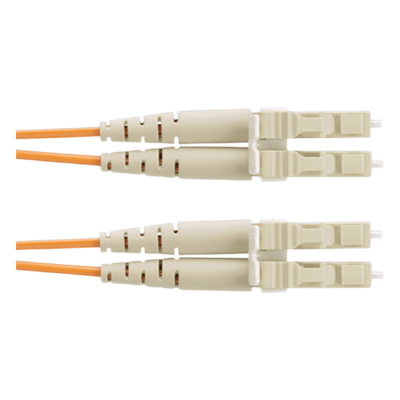 F62ERLNLNSNM002 - Jumper de Fibra Optica Multimodo 62.5/125 OM1, LC-LC Duplex, OFNR (Riser), Color Naranja, 2 Metros