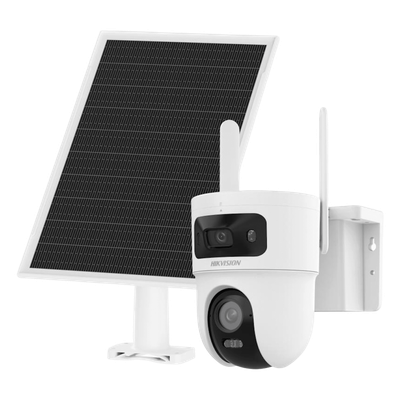 DS-2CFSP8-D/4G/LA - Cámara Solar IP Dual / 4 Megapixel / Doble Lente PT 4 mm + Fijo 2.8 mm / AOV 24/7 / 4G LTE / Dual Light 30 m (98.4 ft) / IP66