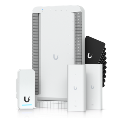 UA-SK-ELEVATOR - Kit de Control de Acceso para Elevador / Hasta 18 Pisos / PoE++ / 4 Puertos Gigabit / Hub + Lector G2 + 2 Extensores PoE / 10 Tarjetas de Acceso / Interior y Exterior