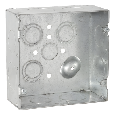 HUB-265 - Caja Cuadrada Eléctrica / Acero Galvanizado / 42 in³ / 4.688 x 4.688 in / 9 Entradas Conduit / 2-1/8 in Profundidad