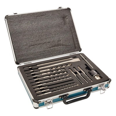 D-71205 - Juego de Brocas, Cinceles y Broquero SDS Plus / 14 Piezas / Medidas 5/32'' a 5/8'' / Longitudes 4-1/4'' a 10''