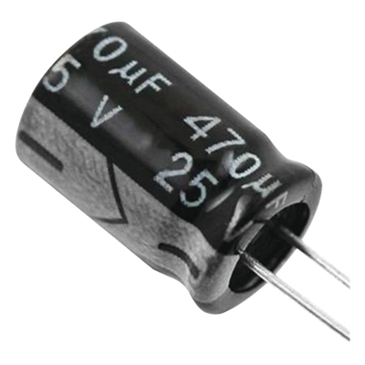 CE470/25V - Capacitor Electrolítico Radial / 470 µF / 25 Vcc / 105 °C / 8 x 15 mm