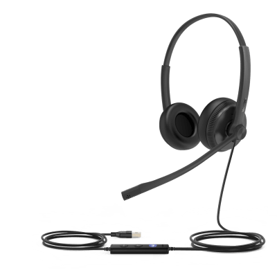 UH34-DUAL-TEAMS - Auriculares USB Profesionales / Binaurales / Cancelación de Ruido Pasivo / USB-A Plug-and-Play / Indicador LED de Ocupado / Certificación Microsoft Teams