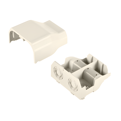 T70EEIW - Conector de Tubería a Canaleta / Salidas 1/2", 3/4", 1" y 1 1/4" / PVC Rígido / UL94V-0 / TIA/EIA / Color Blanco Mate