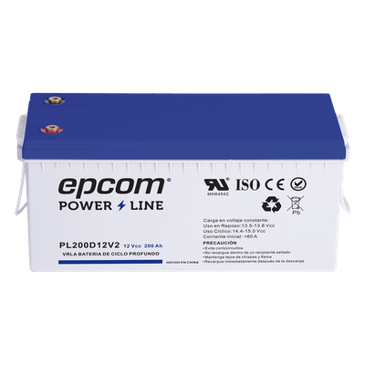 PL200D12V2 - Batería de Respaldo AGM / 12 VCC / 200 Ah / Ciclo Profundo / Terminales T5 / Certificación UL