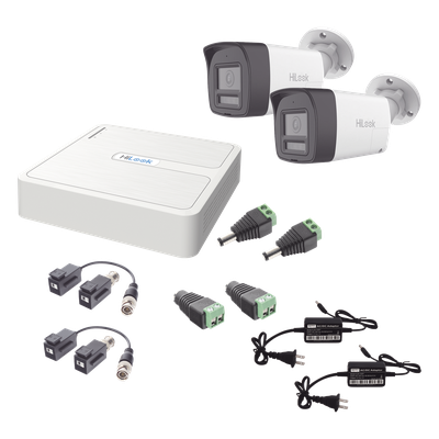 HL-1080P-2B-TWA - Kit de Videovigilancia TurboHD / DVR 4 Canales / 2 Cámaras Bala 2 Megapixel / Dual Light 20 m (65.6 ft) + IR 30 m (98.4 ft) / Audio Bidireccional / Exterior IP67