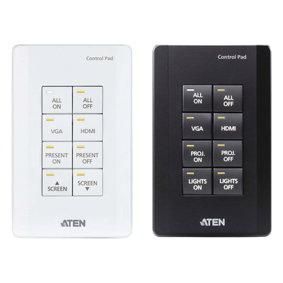 VK0100 - Panel de control / 8 botones personalizables / Ethernet 10/100Base-T / 2 puertos RS-232 / 2 canales relay / Montaje en superficie