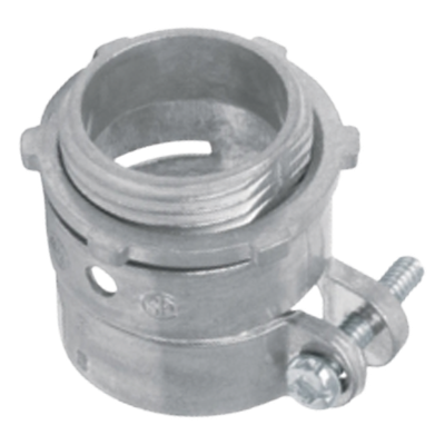 ANC-FXR-12 - Conector Recto para Tubo Flexible / 1/2" (13 mm) / Diámetro 27 mm / Longitud 35 mm / Acabado Bruñido / Contratuerca Integrada