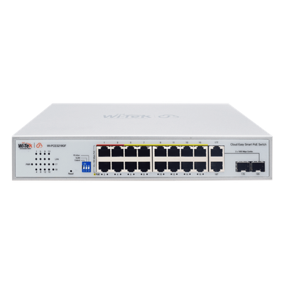 WI-PCES218GF - Switch PoE / 16 Puertos 10/100 Mbps PoE / 2 Uplink Gigabit / 1 Puerto SFP / Presupuesto PoE 250 W / Alcance 250 m (820.2 ft) / ONVIF