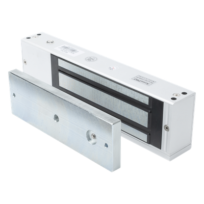 MAG1200NLED - Chapa Magnética Electromagnética / 1200 lbs (544.3 kg) / Doble Voltaje 12/24 VCC / Sensor de Placa / LED Indicador / Interior