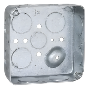 HUB-191 - Caja Cuadrada Eléctrica / 4 x 4" / Profundidad 1-1/2" / 21 in³ / 11 Entradas 3/4" y 1 Entrada 1/2" / Acero Galvanizado / Resistencia al Fuego 2 Horas