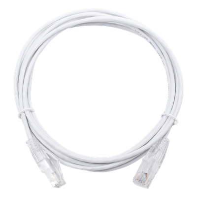 LP-UT6-300-WH28 - Cable de Parcheo Slim UTP Cat6 / 3 m (9.84 pies) / 28 AWG / Blanco / Sin Blindaje / 1 Gbps+