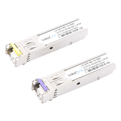 LP-SFP-BD-1G-80 - Transceptor Óptico SFP Bidireccional / Monomodo 1490/1550 nm / 1.25 Gbps / Alcance 80 km (262.5 ft) / LC/UPC Simplex / DDM / Hot-Pluggable / 2 Piezas