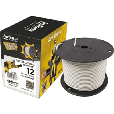 SLY-308-WHT/100 - Cable THW-LS / 12 AWG / 19 Hilos / 100 m (328 ft) / Blanco / 90 °C Seco