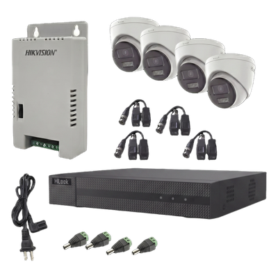 HL-2080P-4E-TWA - Kit de Videovigilancia TurboHD / DVR 4 Canales + 1 IP / 4 Cámaras Eyeball 2 MP / ColorVu / Dual Light 40 m (131.2 ft) / Audio Bidireccional / IP67