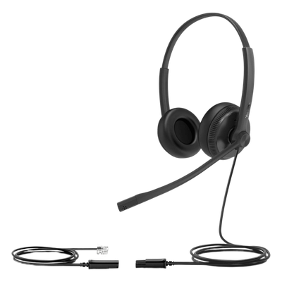 YHS34-DUAL - Diadema Alámbrica / Audio HD / Cancelación de Ruido Pasiva / Conexión QD a RJ9 / Almohadillas de Cuero / Brazo Flexible 330°
