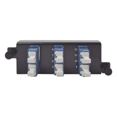 PPM-F-LCU12-01 - Placa Acopladora de Fibra Óptica / 12 Fibras LC Duplex / Monomodo OM3 OM4 / Snap-In / 1U hasta 96 Fibras