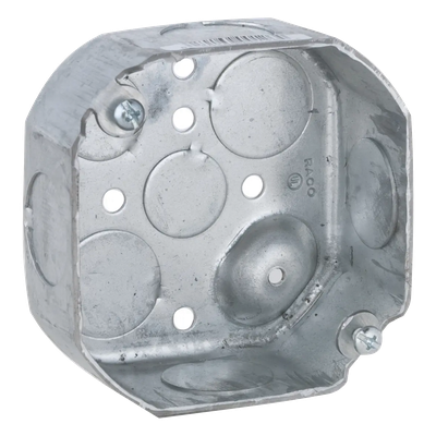 HUB-127 - Caja Octagonal de Montaje / 4 Pulgadas / 8 Entradas Combinadas 1/2" y 3/4" / Profundidad 1 1/2" / Acero Galvanizado