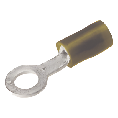 HUB-TN1014 - Zapata Terminal Aislada / Ojillo 1/4" (6 mm) / Calibre 12-10 AWG / Barril Largo 34 mm (1.32 in) / Cobre Galvanizado Electrolítico
