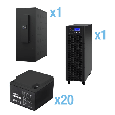 HSTP3T20K100P-5MIN-STARTUP - UPS Trifásico de 20 kVA/18 kW, Topología Online Doble Conversión, Voltaje de 208/220 Vca de L-L, Respaldo de 5 Minutos al 100% de Carga, Incluye Módulo y Banco de Baterías