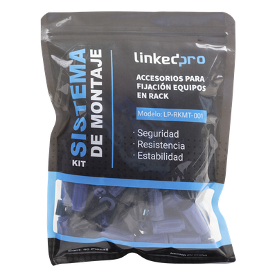 LP-RKMT-001 - Kit de Montaje Rápido para Rack / Sin Tuercas Enjauladas / Carga 50 kg (110.2 lb) / 19 Pulgadas / 50 Piezas / Polímero Resistente