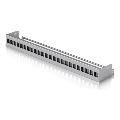 UACC-RACK-PANEL-PATCH-BLANK-24 - Panel Patch Keystone / 24 Puertos / 1U Rack 19" / Barra Gestión Cables / Acero SPCC / 17.4 x 2.5 x 1.7'