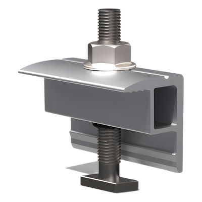 N00014 - Abrazadera Final para Módulos Fotovoltaicos / Aluminio Serie 6000 / Compatible 30-40 mm / Sistemas N Rail y S Rail