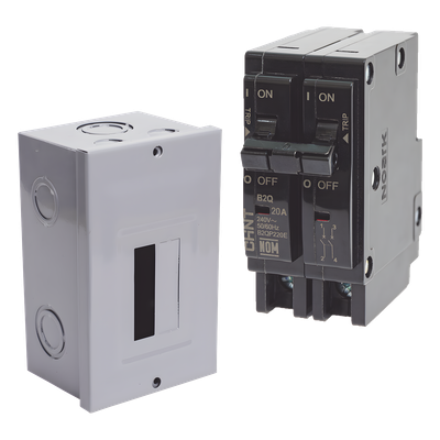 KITC2Q220S - Kit Centro de Carga para sobreponer con 1 Interruptor Térmico de 2 Polos, 20Amp 120/240Vca 10kA.