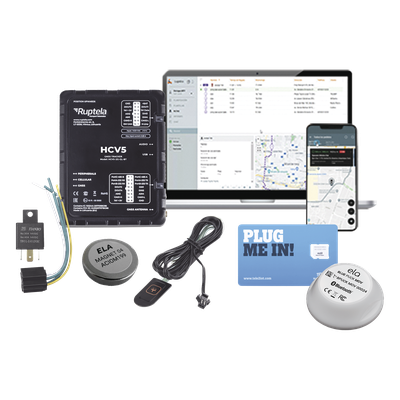 HCV5KITTEMP - Kit de Localizador 4G LTE / Anti-Jammer Ajustable / CANbus FMS-J1708-J1939 / Bluetooth-RS232 / Botón SOS / Paro de Motor / 98.4 ft Cable