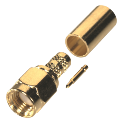 RSA-3000-1C - Conector SMA Macho de Anillo Plegable para Cable RG-58/U, Oro/Oro/Teflón.