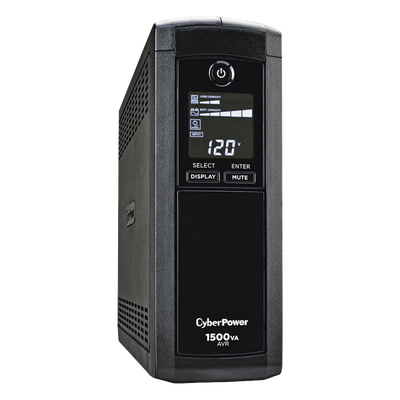 CP1500AVRLCD - UPS de 1500 VA/900 W, Topología Línea Interactiva, Entrada 120 Vca NEMA 5-15P, Tipo Mini Torre, Con 12 Tomas NEMA 5-15R