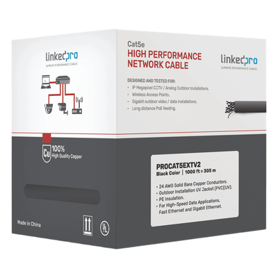 PRO-CAT-5-EXT-V2 - Bobina de cable / Cat5e / FTP blindado / 305 m (1000 ft) / Exterior UV / PoE larga distancia / UL CMX