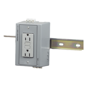 HUB-DRUB-GFI15 - Caja Utilitaria para Riel DIN / Contacto Dúplex GFCI 15 A / 125 V / NEMA 5-15R / 2 Polos / Gris