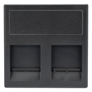 SM-2-KEY-N - Módulo de Placa con Guardapolvo / 2 Espacios Keystone RJ45 / 45×45 mm / 8.5 mm Profundidad / Compatible Cajas Teleblock y Ofiblock