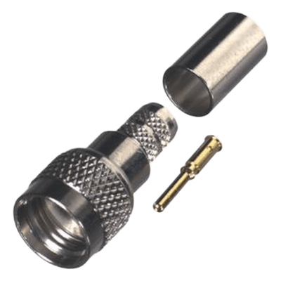 RFU-600-1P - Conector Mini-UHF Macho / Anillo Plegable / Níquel-Oro-Delrin / Compatible PROFLEX / 0.33 ft Cable