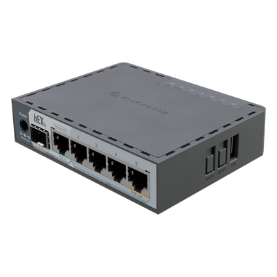 E60IUGS - E60iUGS, hEX S, Ruteador Dual Core 950MHz, 512MB RAM, 2.5G SFP, 5xGEth, USB, RouterOS v7 L4, gabinete plástico