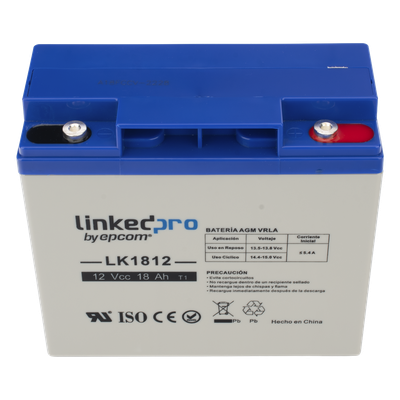 LK1812 - Batería de Respaldo AGM / 12 V / 18 Ah / Vida Útil 5 Años / Terminales M5 / Retardante a la Flama