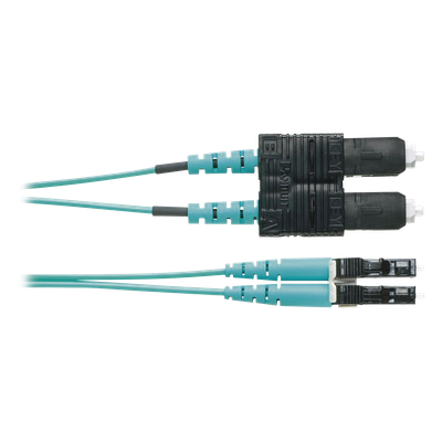 FZ2ERLNSNSNM002 - Jumper de Fibra Óptica / OM4 50/125 / LC-SC Duplex / OFNR Riser / Aqua / 2 m (6.56 pies)
