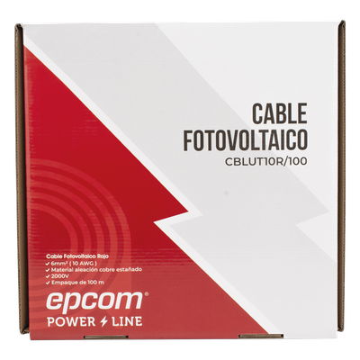 CBL-UT-10R/100 - Cable Fotovoltaico / 6 mm² (10 AWG) / 1000/2000 V / Rango -40°C a 120°C / Rollo 100 m / UL 4703 y TUV